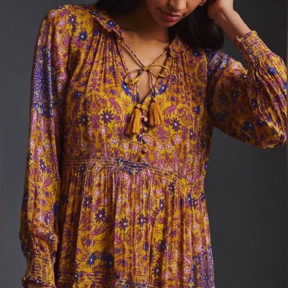 Anthropologie The Marais Printed Chiffon Maxi Dress Size M - Picture 16 of 16